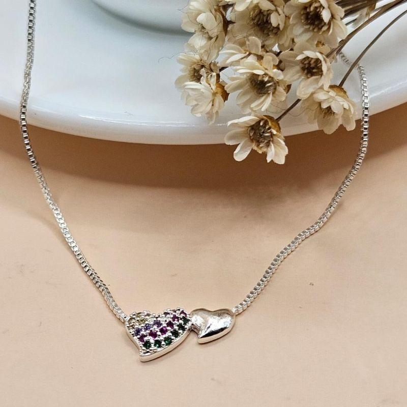 COLAR DOIS CORAÇÃO COM ZIRCONIA